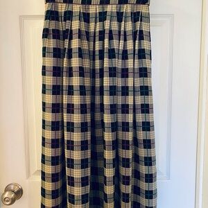 Black and Tan Plaid Maxi Skirt with Pleats